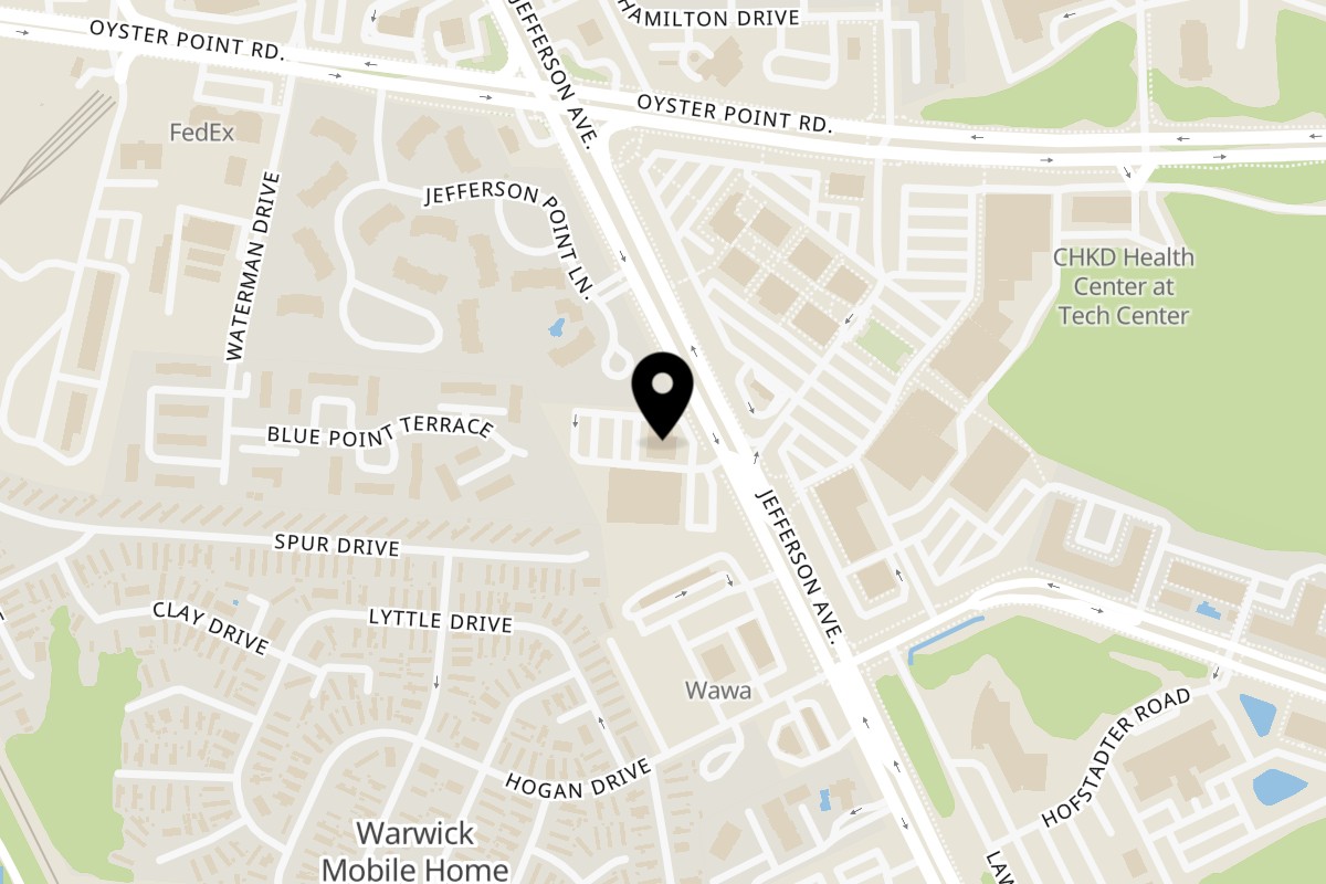 Map showing the location of Plaza Azteca | Mexican on 12099 Jefferson Ave in Newport News